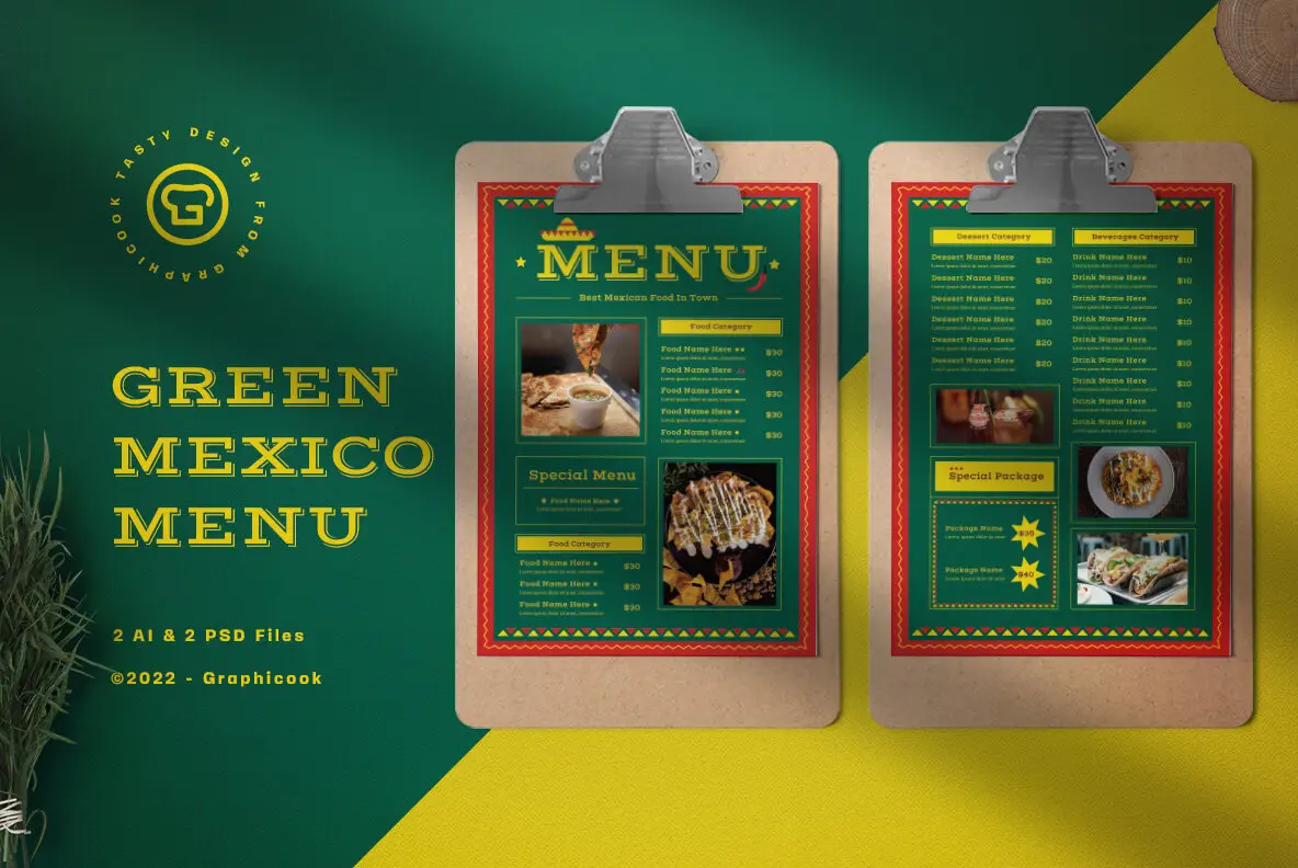 Green Flat Design Food Menu