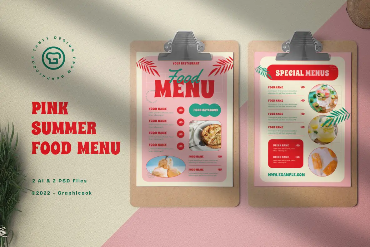 Pink Summer Food Menu