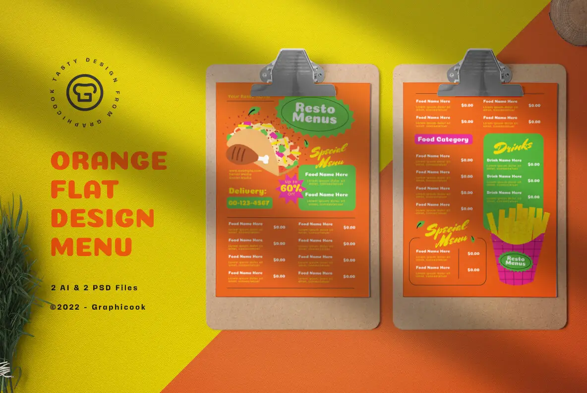 Orange Flat Design Mexico Food Menu