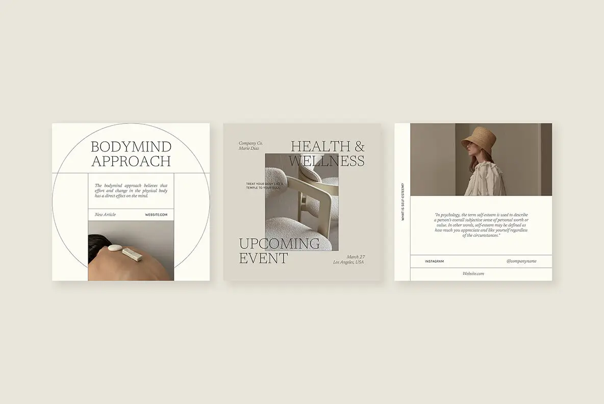 Wellness Instagram Social Media Pack Canva PS Instagram - YouWorkForThem