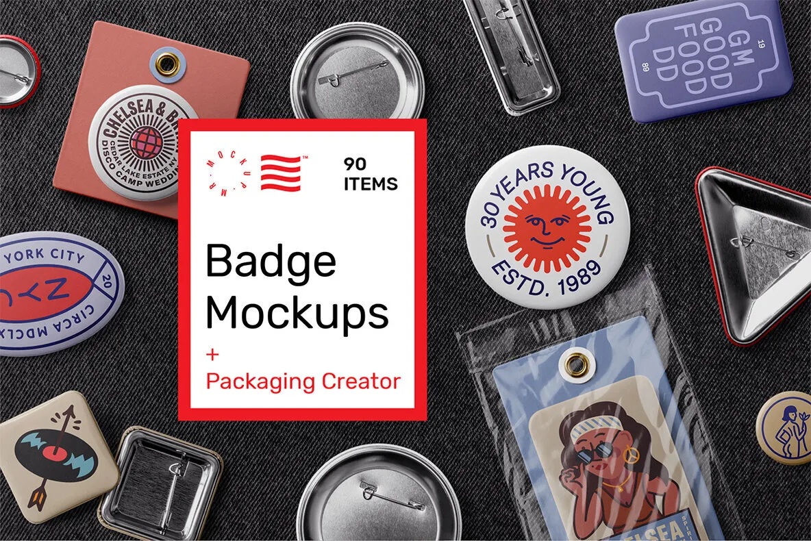 Badge Mockups - Packaging Creator