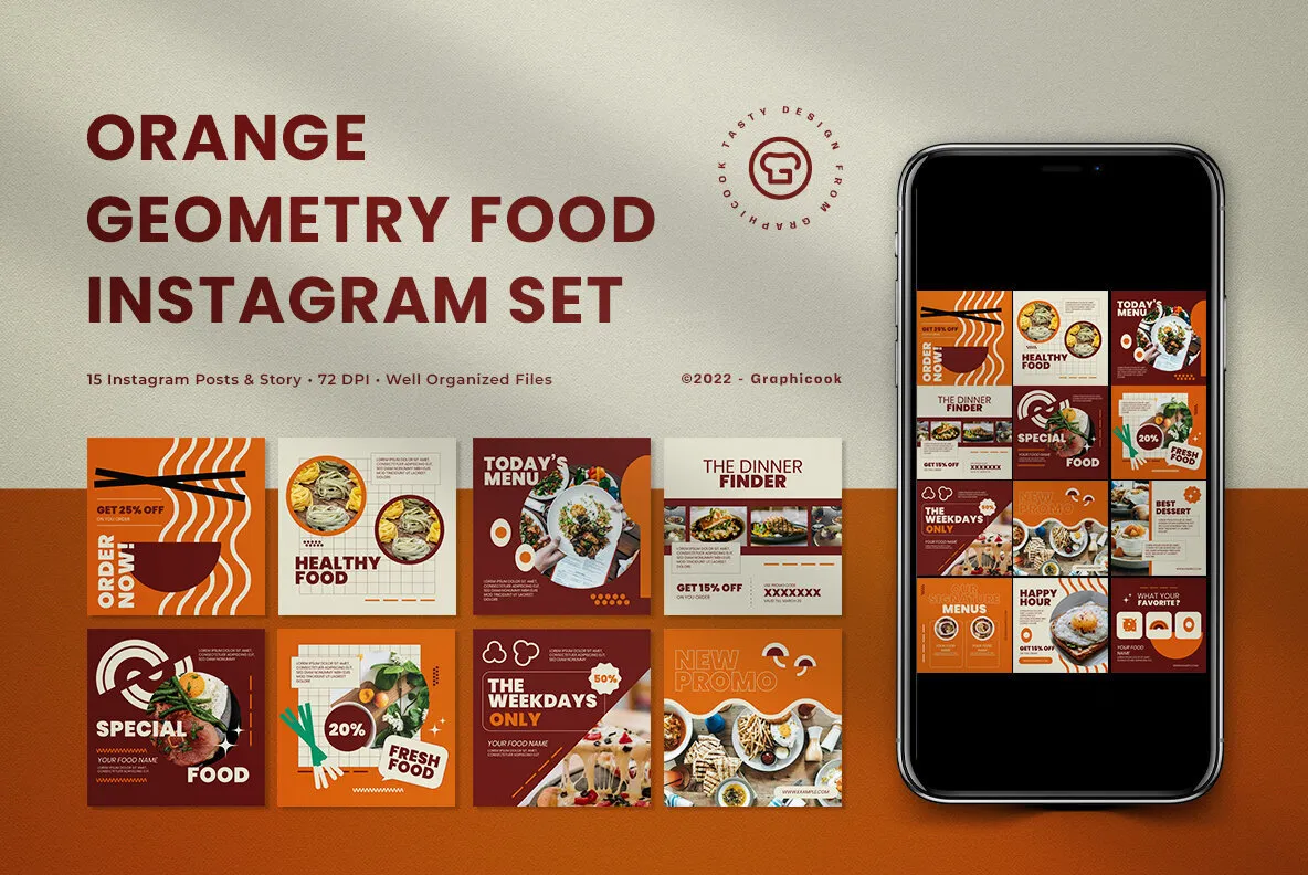 Orange Geometry Food Instagram Pack