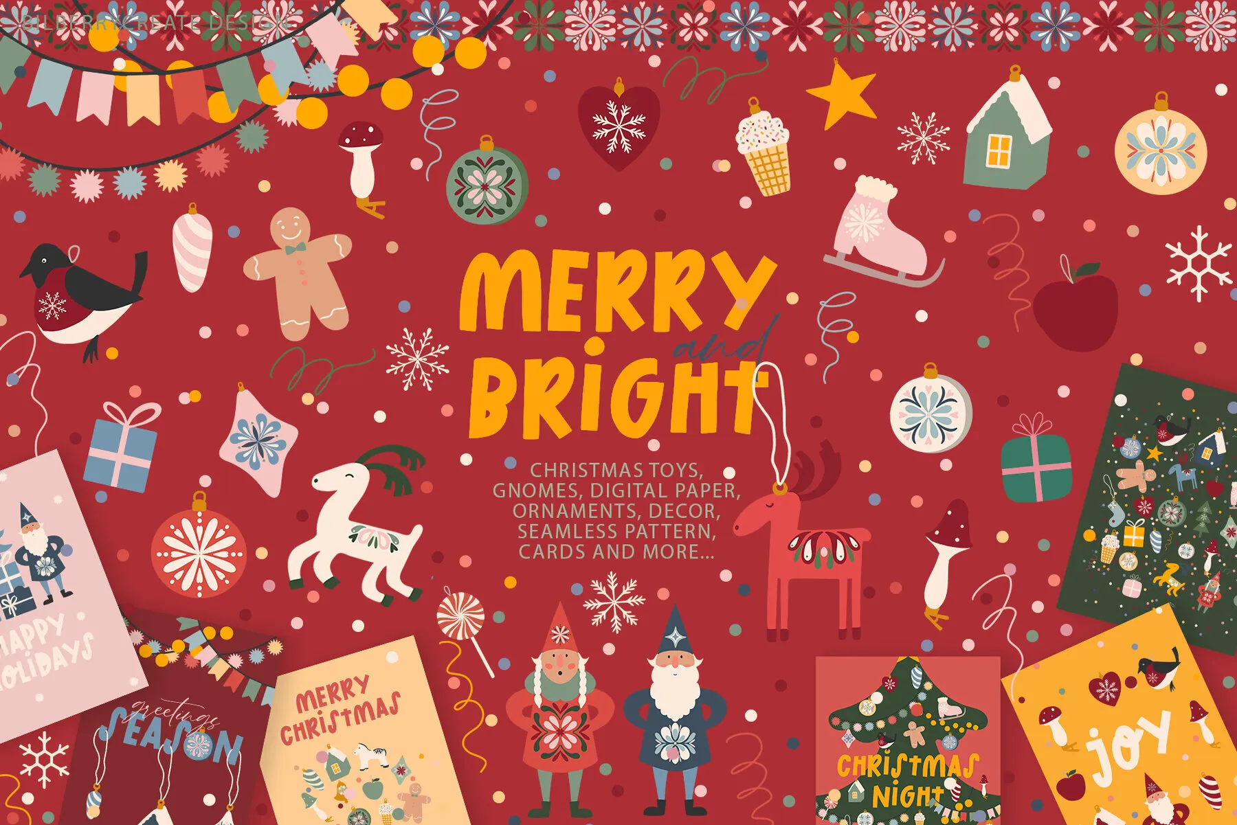 Merry and Bright Christmas Art Set