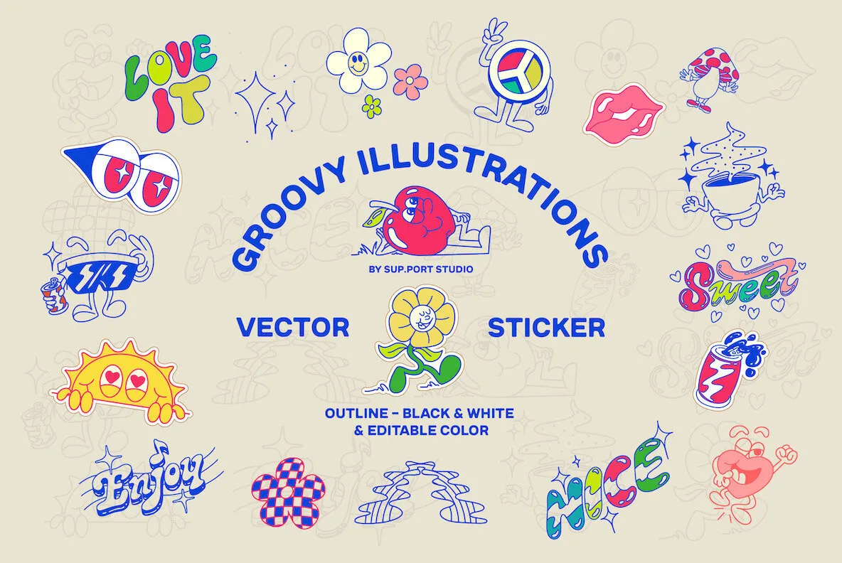 Groovy Illustration Vectors