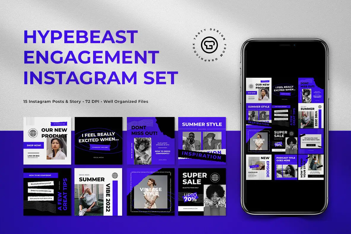 Blue Hypebeast Engagement Instagram Pack