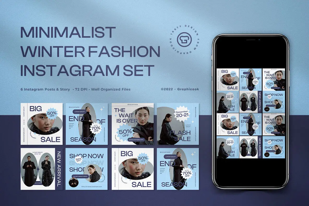 Blue Minimalist Winter Fashion Sale INstagram Pack