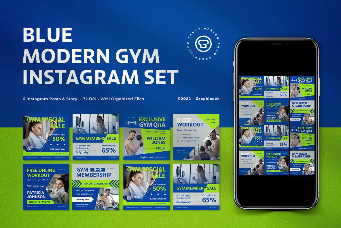 Blue Modern Gym Instagram Pack