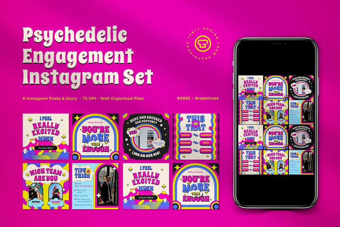 Pink Psychedelic Engagement Instagram Pack