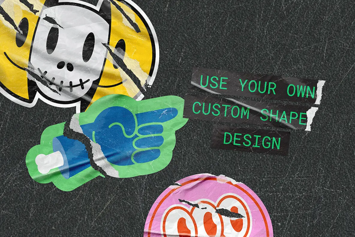 Ripped Sticker Mockup Graphics YouWorkForThem