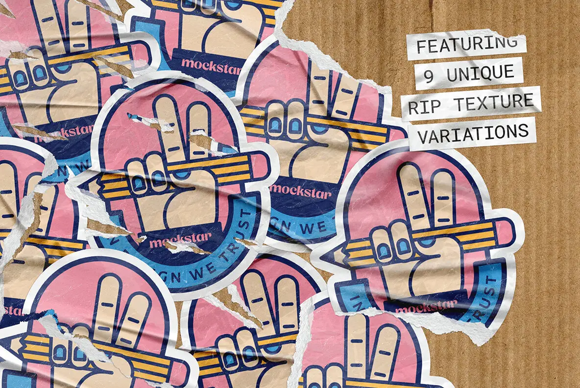 Ripped Sticker Mockup Graphics YouWorkForThem