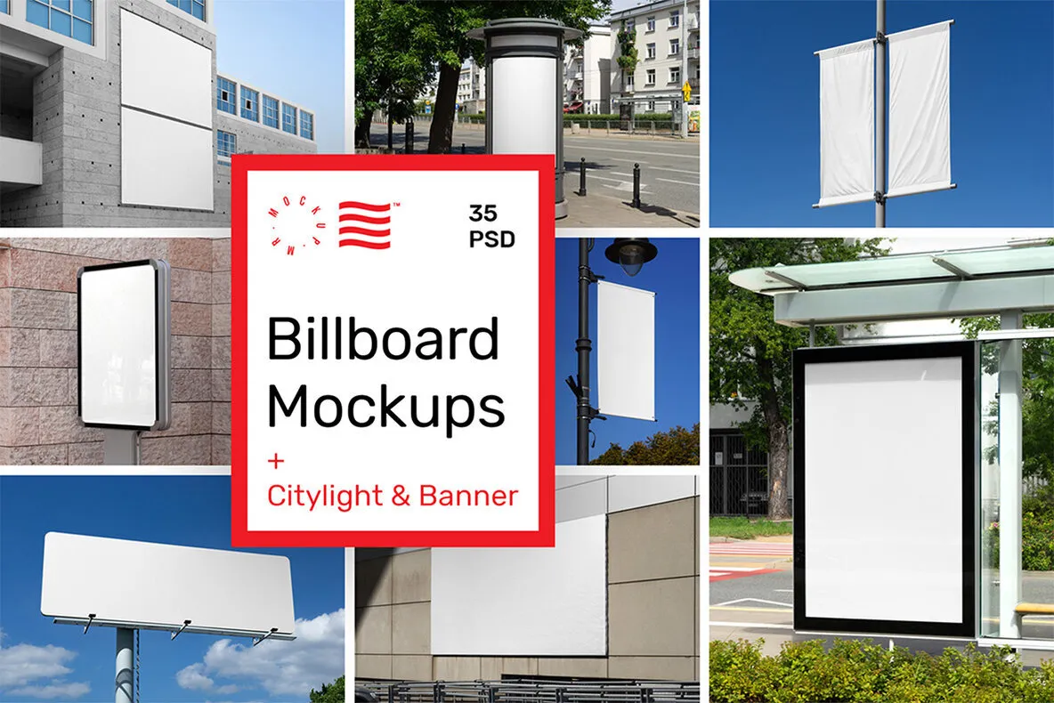 City Billboard Mockups + Citylight & Banner