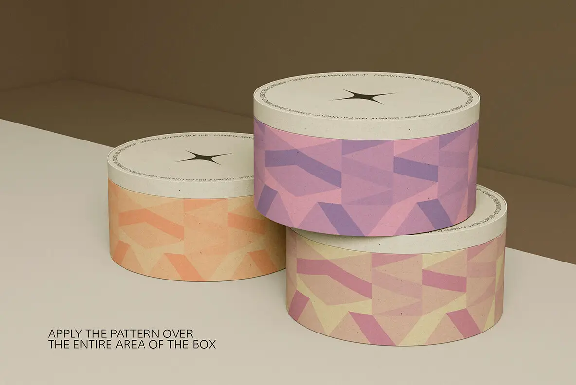 3 Round Cardboard Boxes Photoshop Mockups Graphics - YouWorkForThem