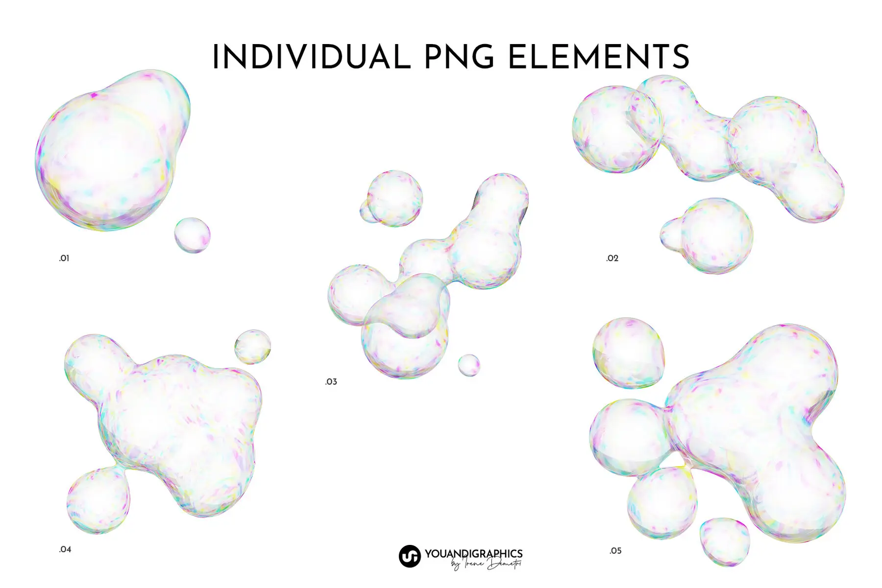 Abstract Bubbles Creative Set 3D - YouWorkForThem