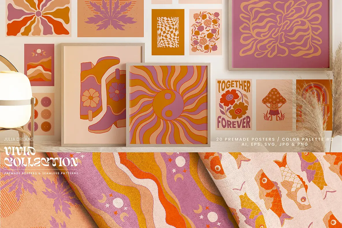 Vivid Posters Patterns Bundle Graphics - YouWorkForThem