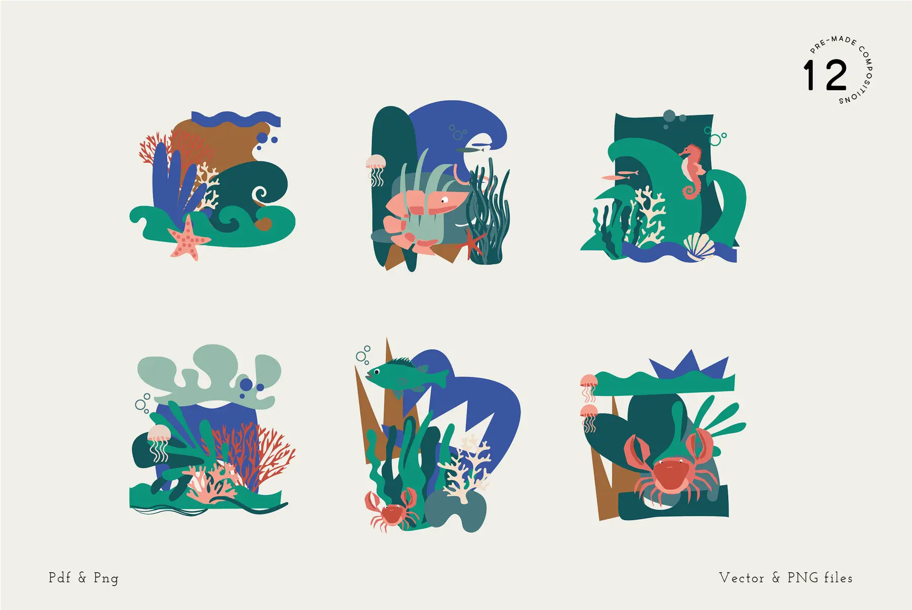 Ocean Deep Abstract Shapes Illustrations Graphics - YouWorkForThem