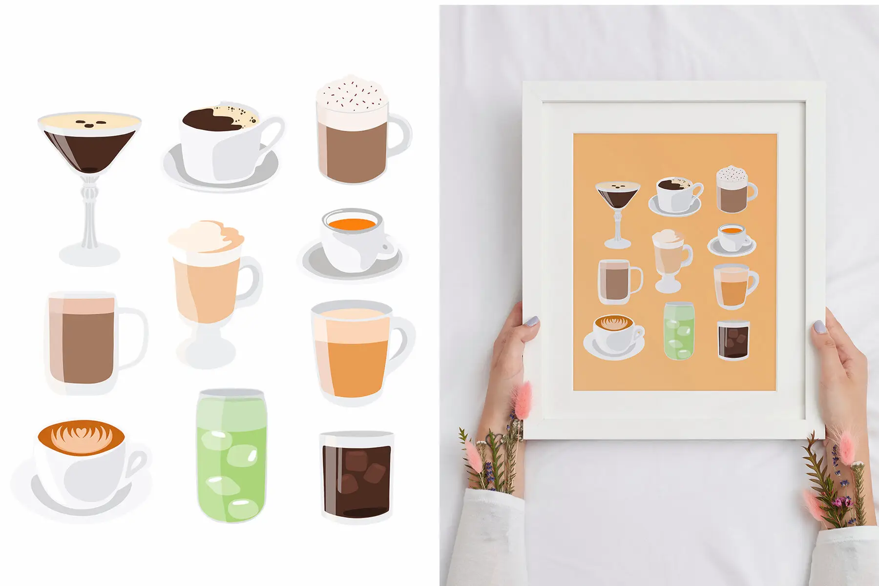 Coffee Time Art Set Graphics - YouWorkForThem