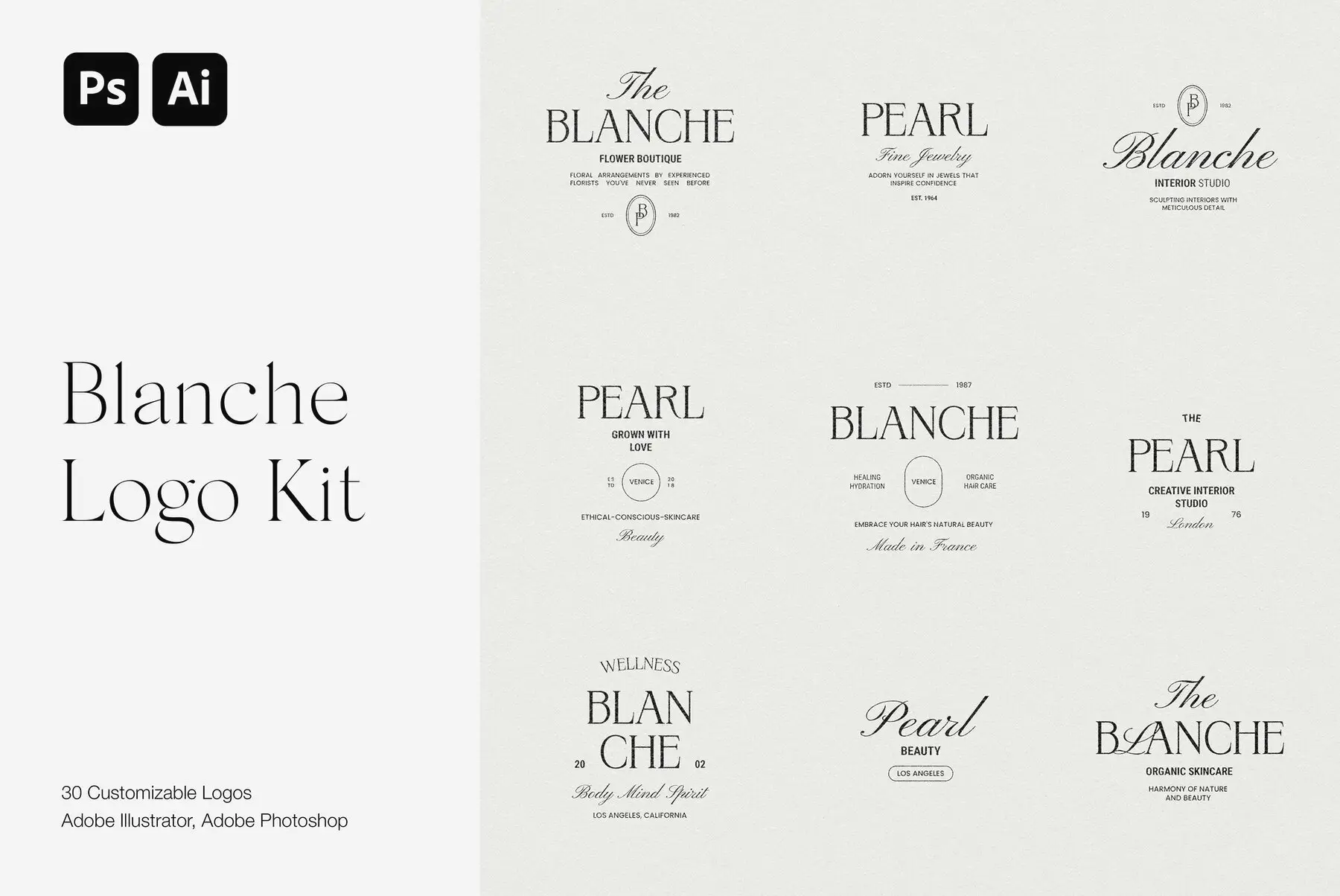 Blanche Minimalist Logo Kit Ai Eps Psd