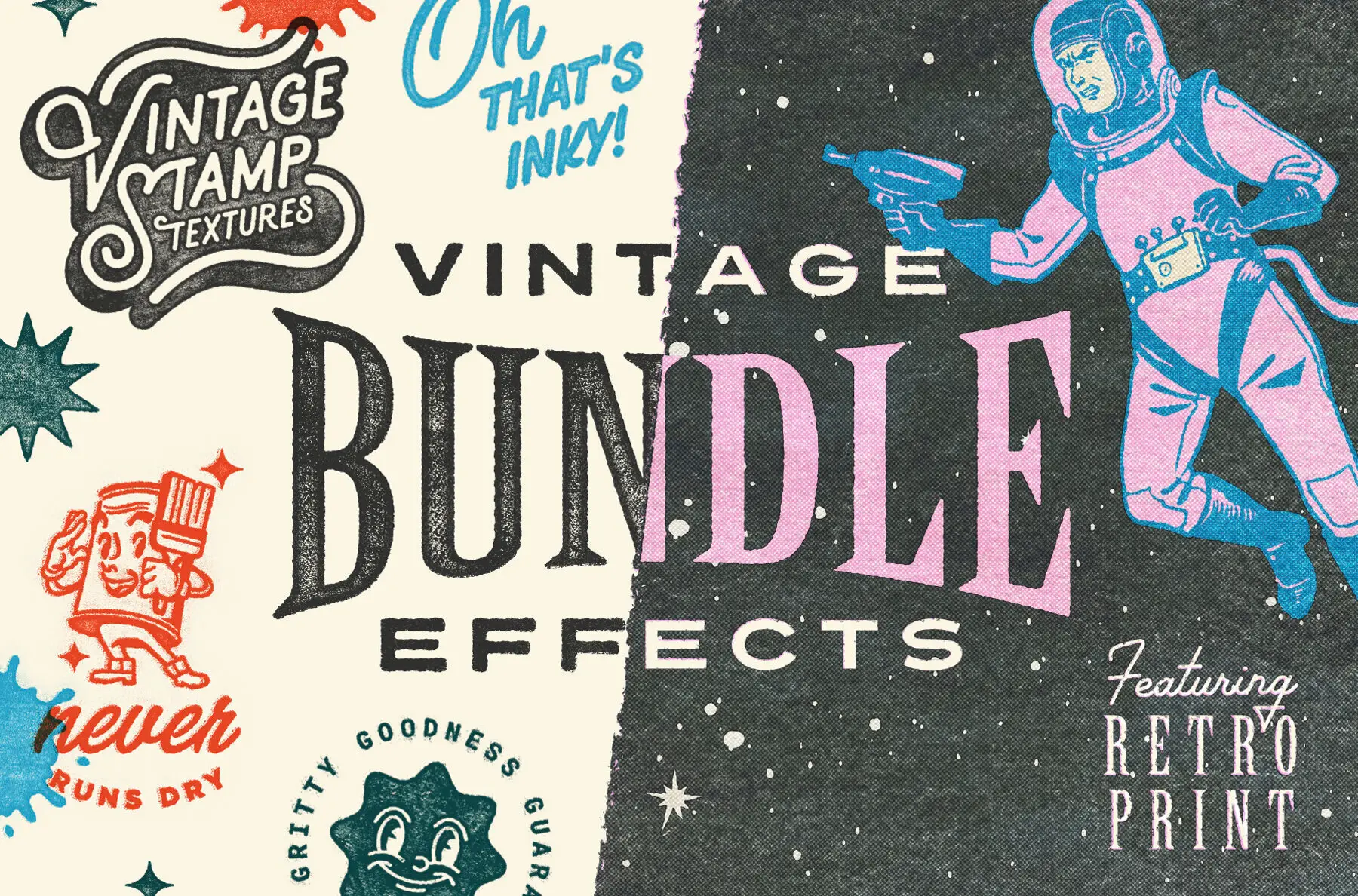 Vintage Stamp and Retro Print Bundle