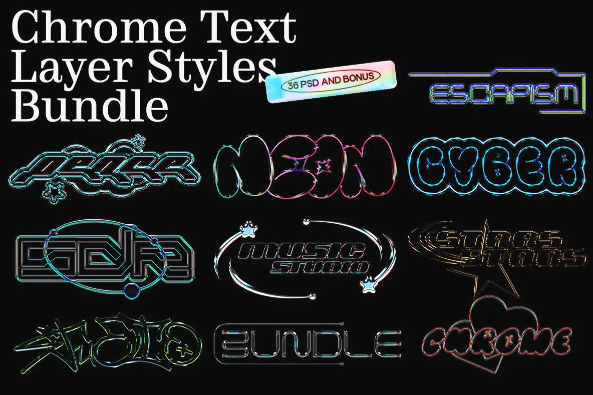 Chrome Text Layer Styles Bundle