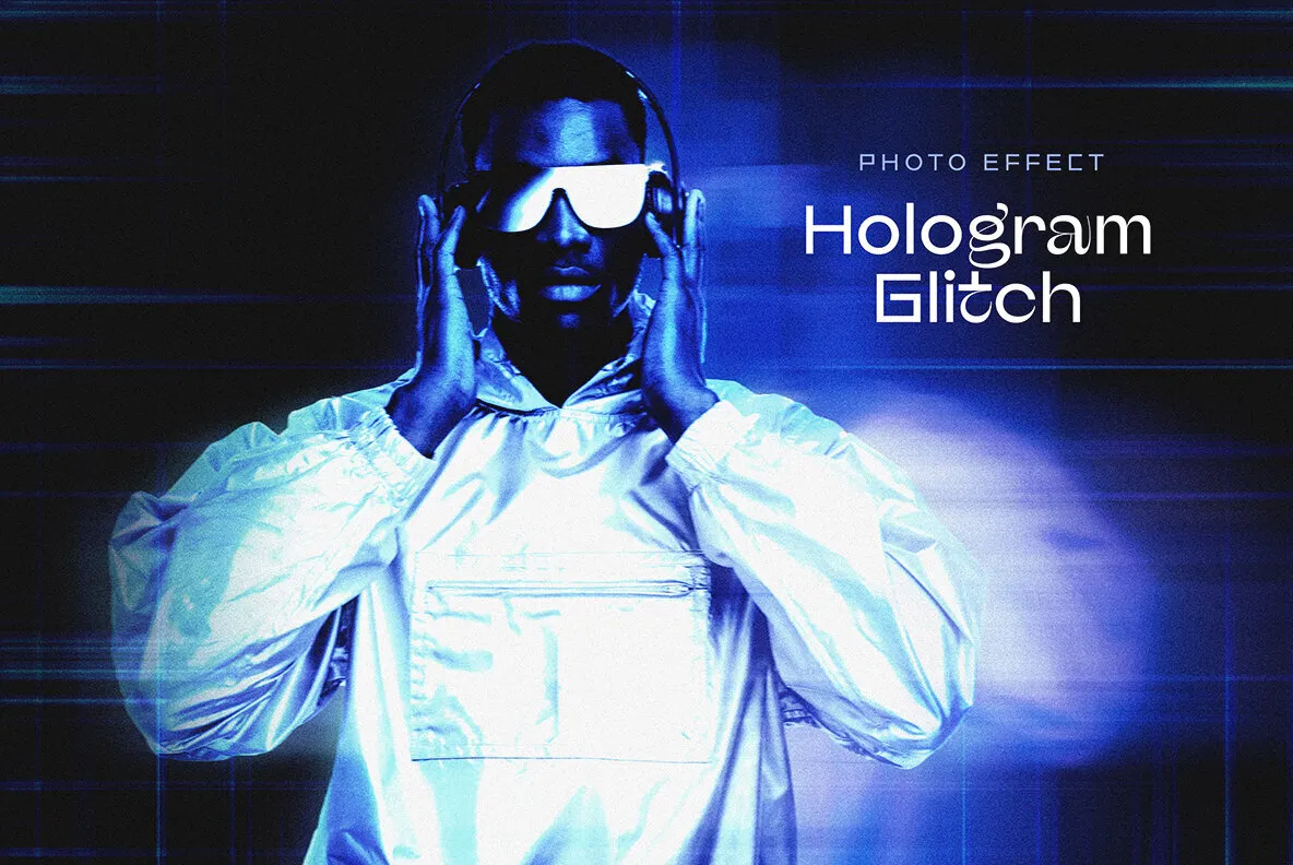 Hologram Glitch Photo Effect