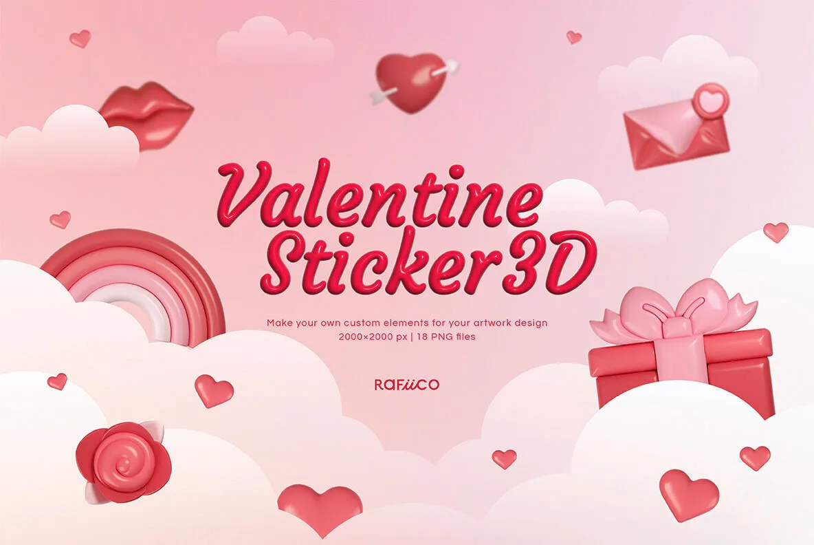 Valentine Sticker 3D