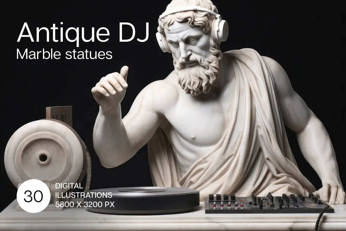 Antique Marble Sculpture of A DJ