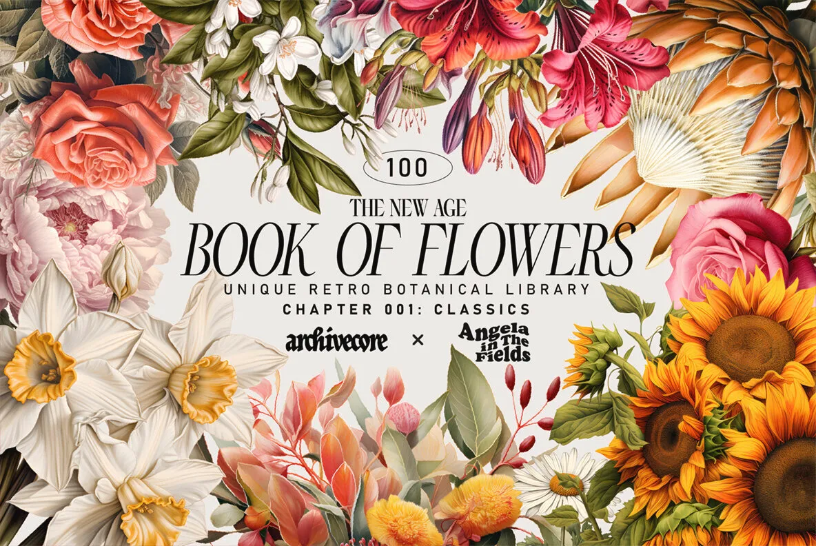 Vintage Book Of Flowers Clipart