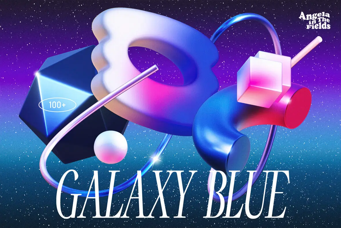 3D GALAXY BLUE Objects