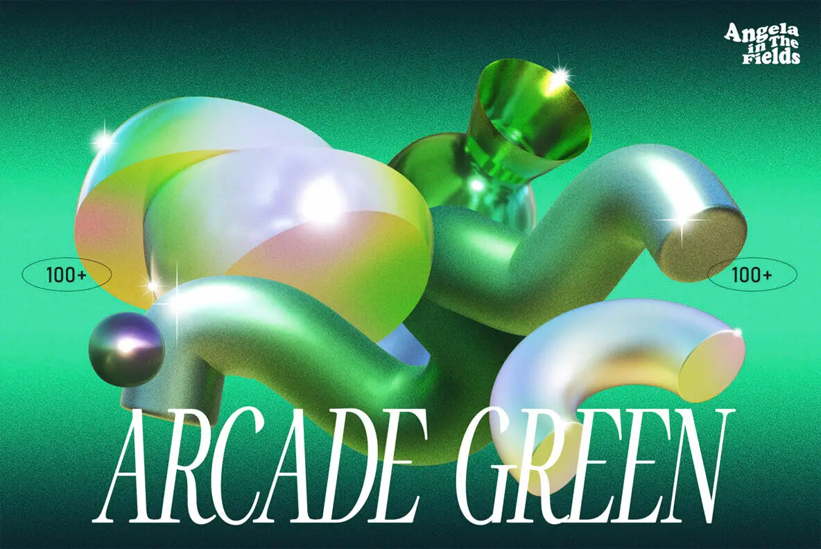 3D Arcade Green Objects