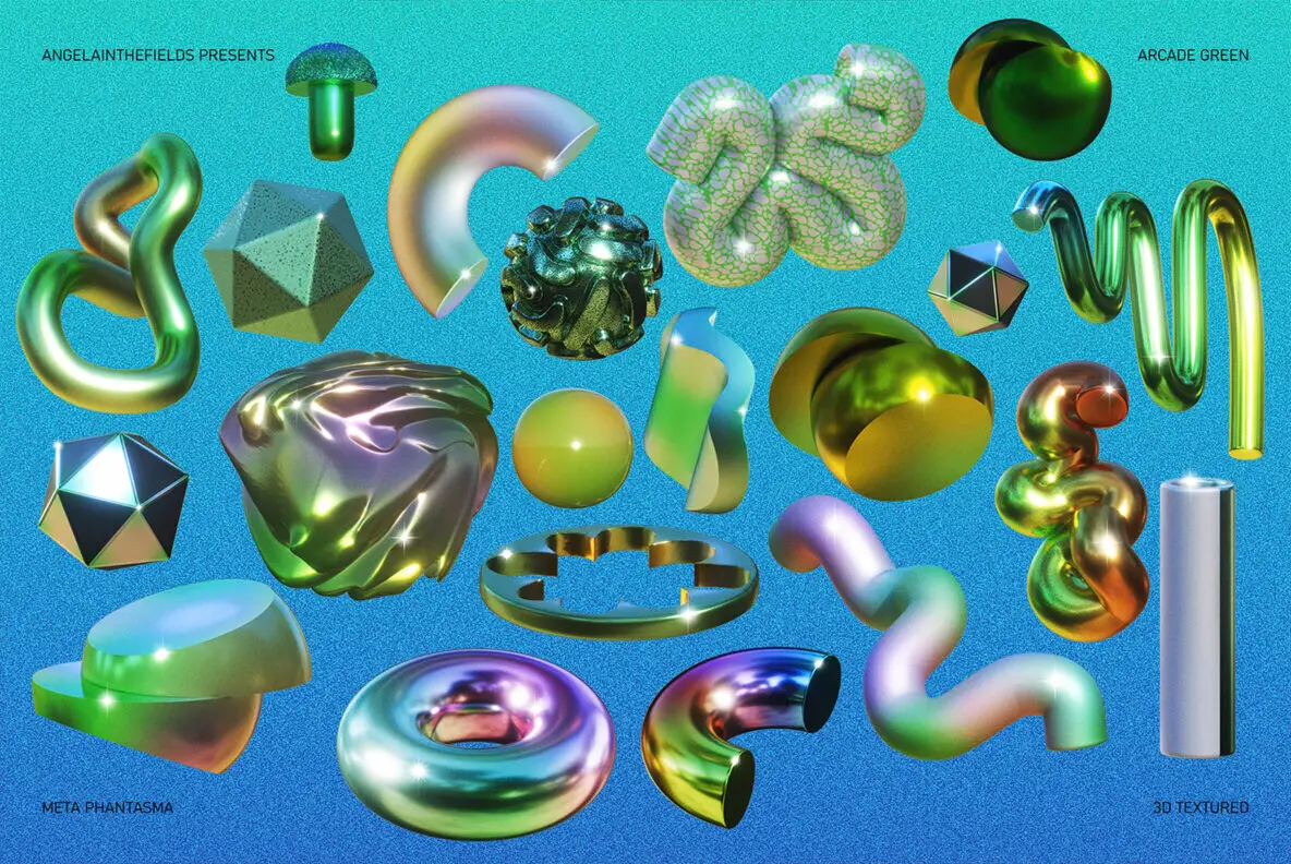 3D Arcade Green Objects Graphics YouWorkForThem