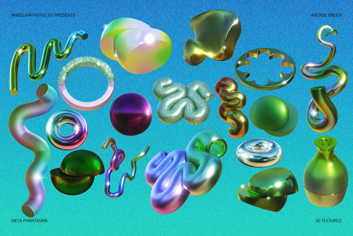 3D Arcade Green Objects Graphics - YouWorkForThem