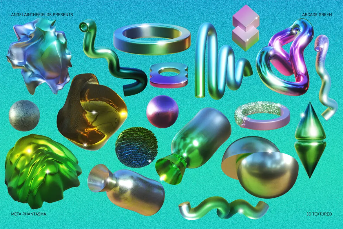 3D Arcade Green Objects Graphics YouWorkForThem