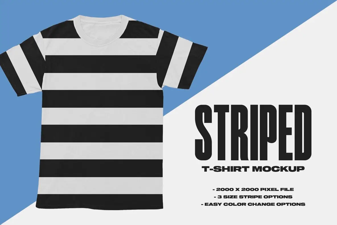 Striped T-Shirt Mockup Graphics YouWorkForThem