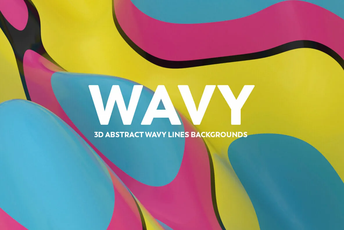 3D Abstract Wavy Lines Backgrounds - Retro Colors