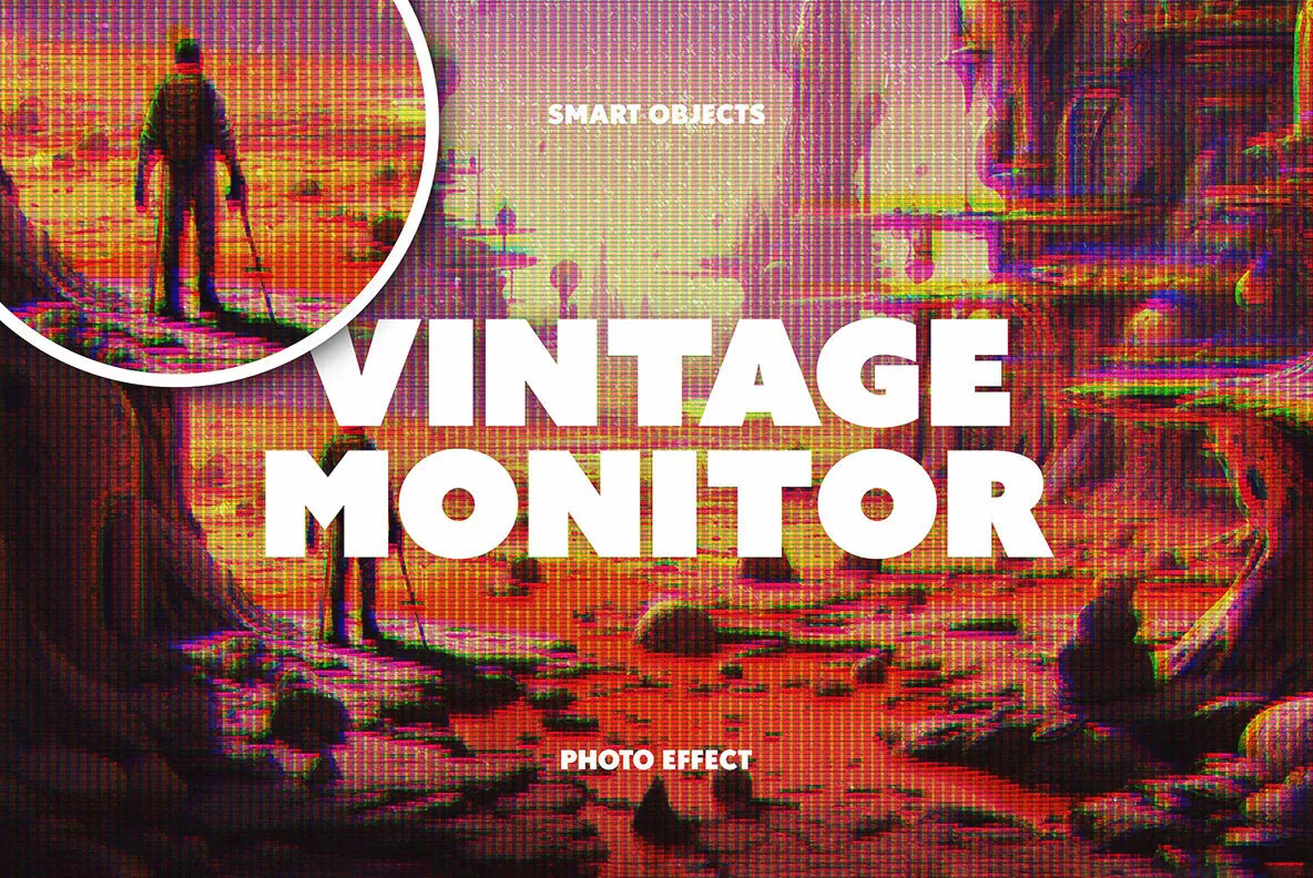 Vintage CRT Monitor Photo Effect