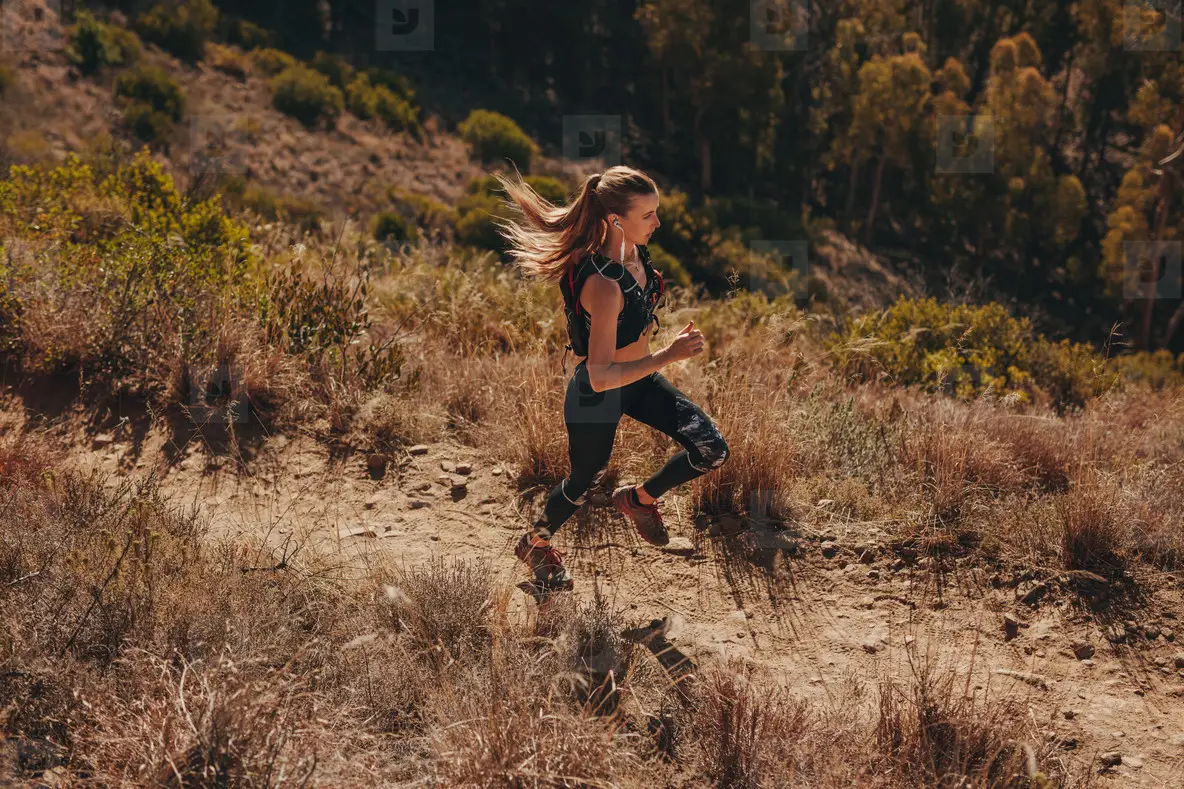 Woman Trail Runner Training For Cross Country Run Photo (149250