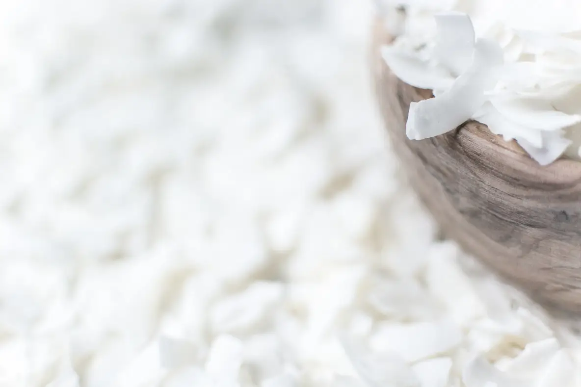 Bowl of coconut flakes