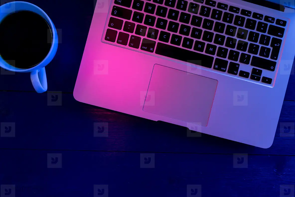 Laptop computer keyboard night