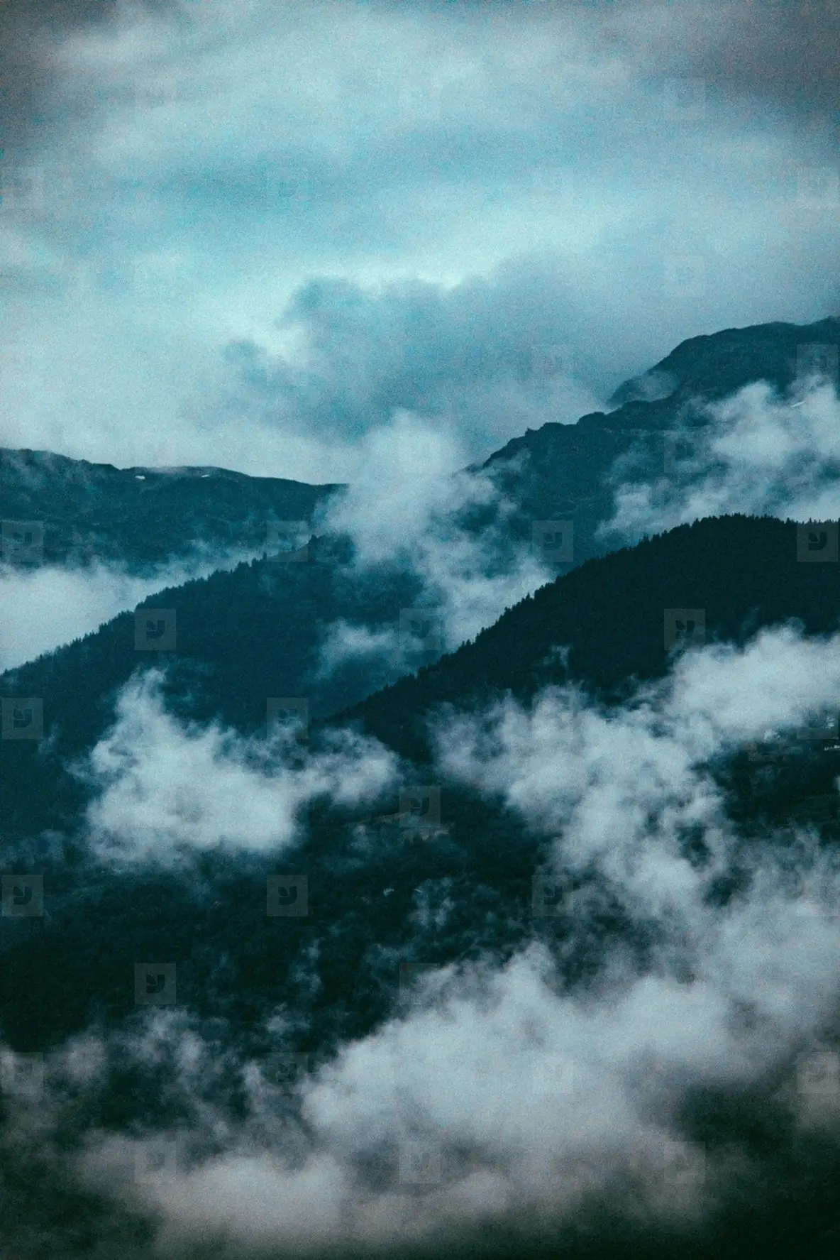 Mountain Range in the fog 02