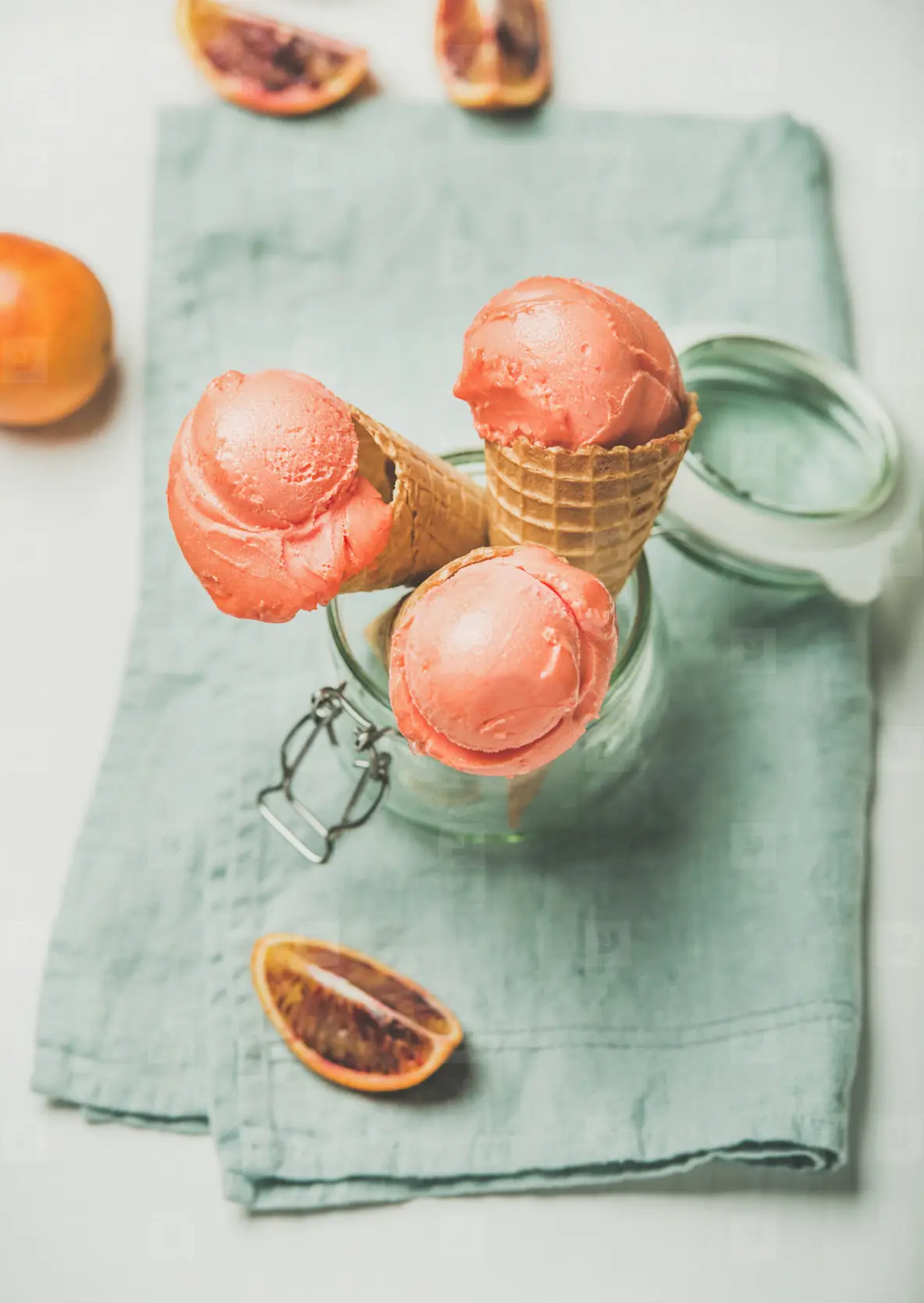 Refreshing Summer Blood Orange Ice Cream And Fresh Orange