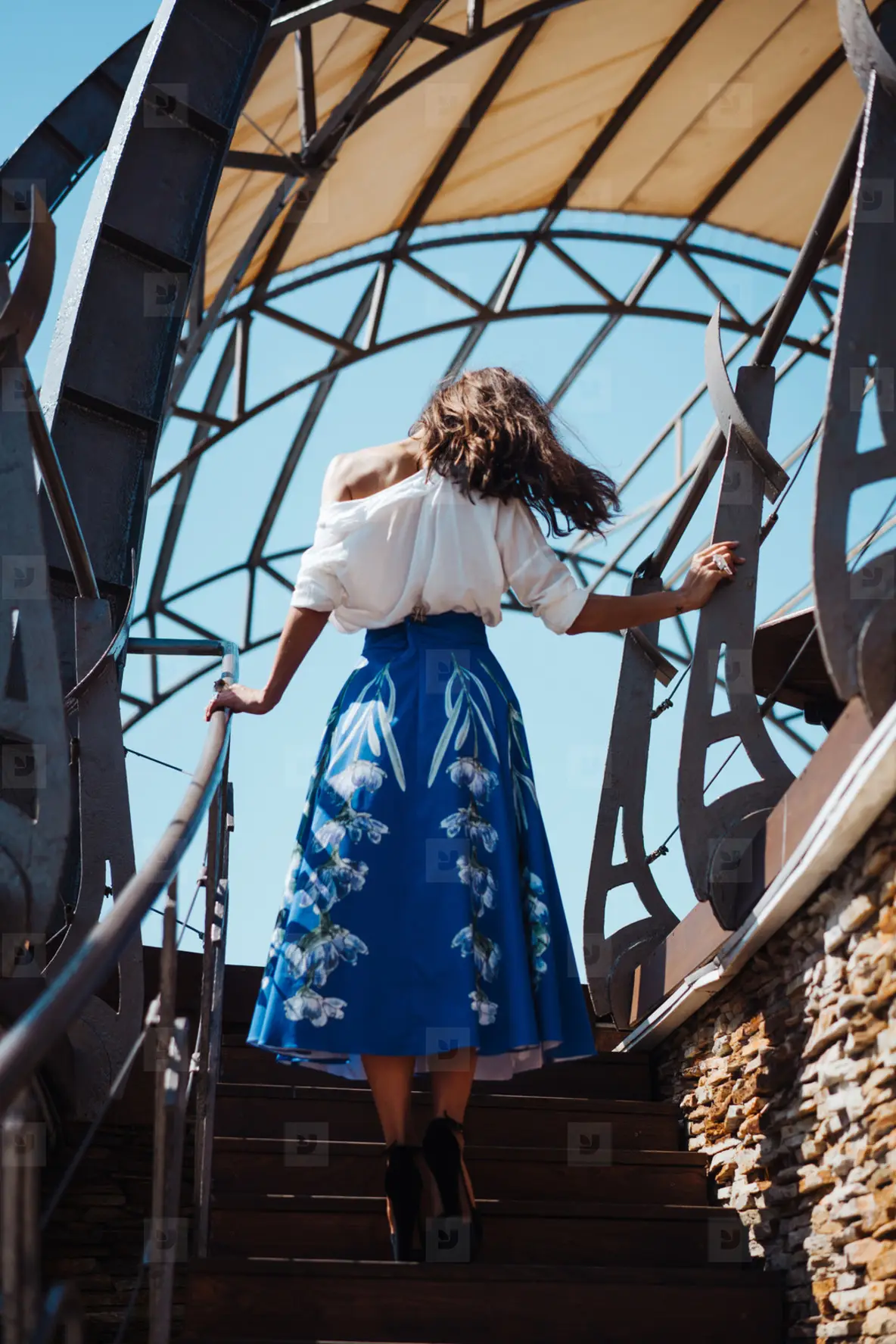 Young Girl In A Dress Posing On A Street Photo (166747)