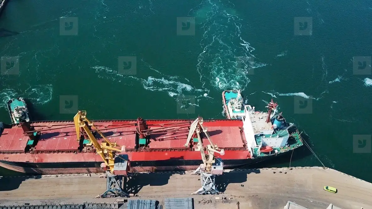 aerial view of terminal in port
