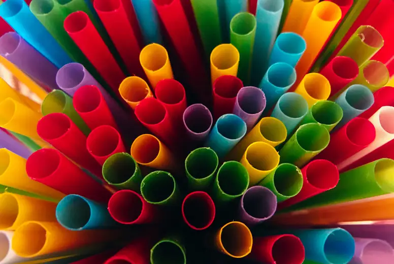 Abstract a colorful of plastic straws