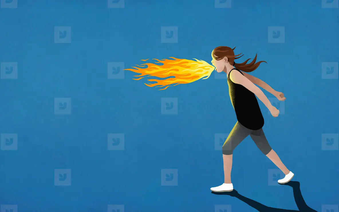 Angry Girl Breathing Fire 01 Photo (180141) - YouWorkForThem