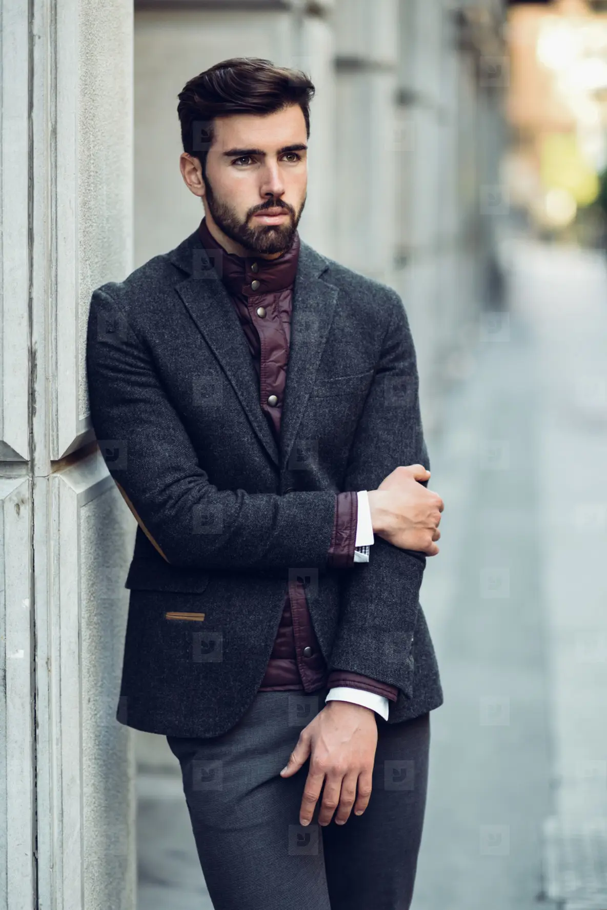 Young Bearded Man In Urban Background Wearing British Elegant Suit In The  Street Photo (187816) - YouWorkForThem
