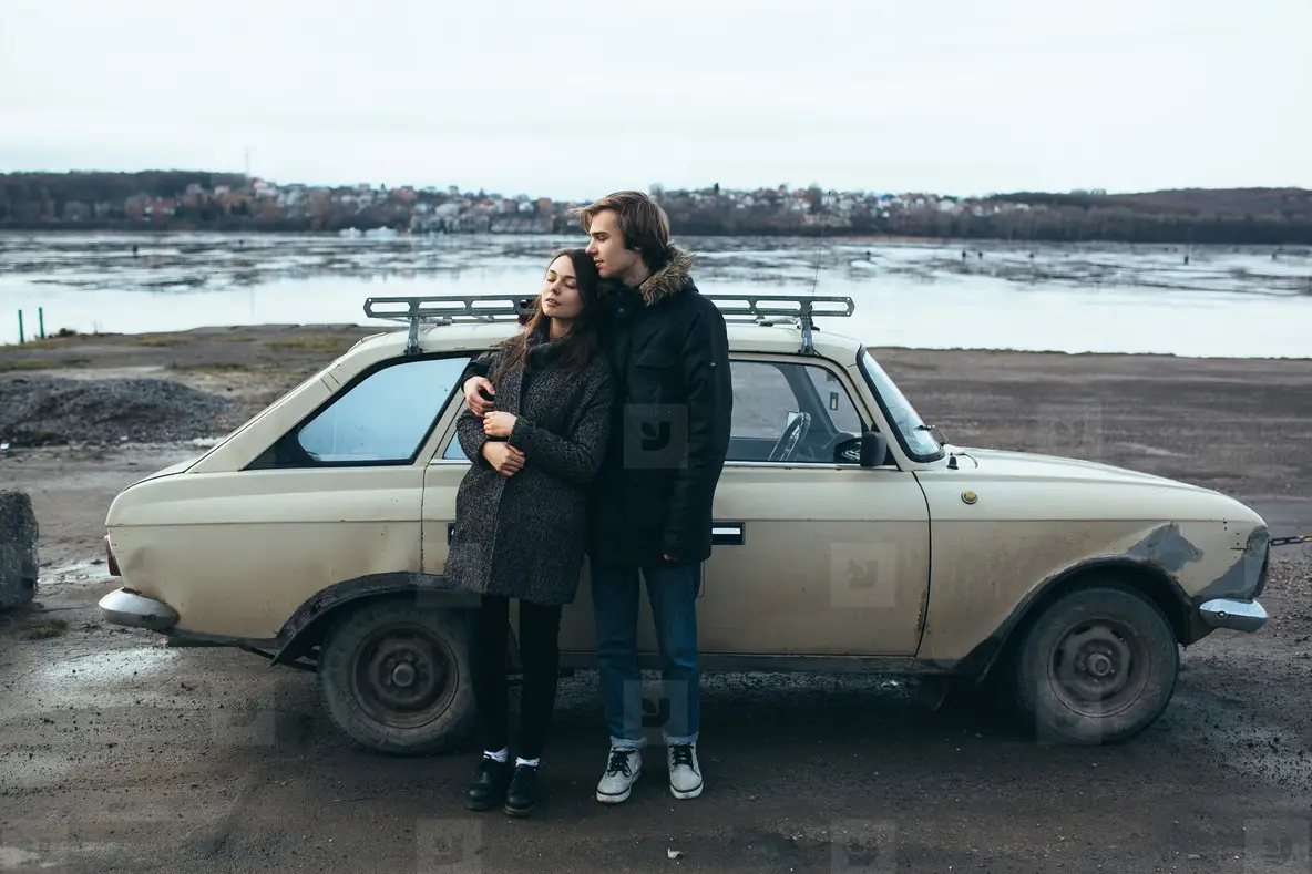 Young Beautiful Couple On The Ice Of A Frozen Lake Photo (189025 ...