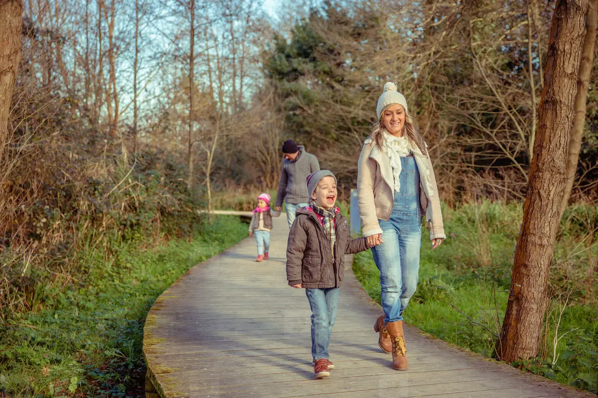 Happy Family Walking Together Holding Hands In The Forest Photo (196776 ...