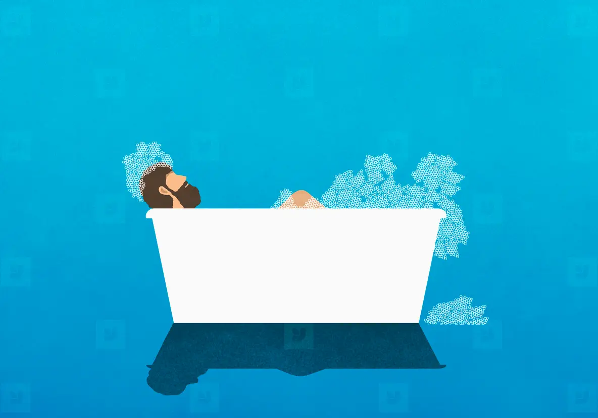 Man enjoying bubble bath