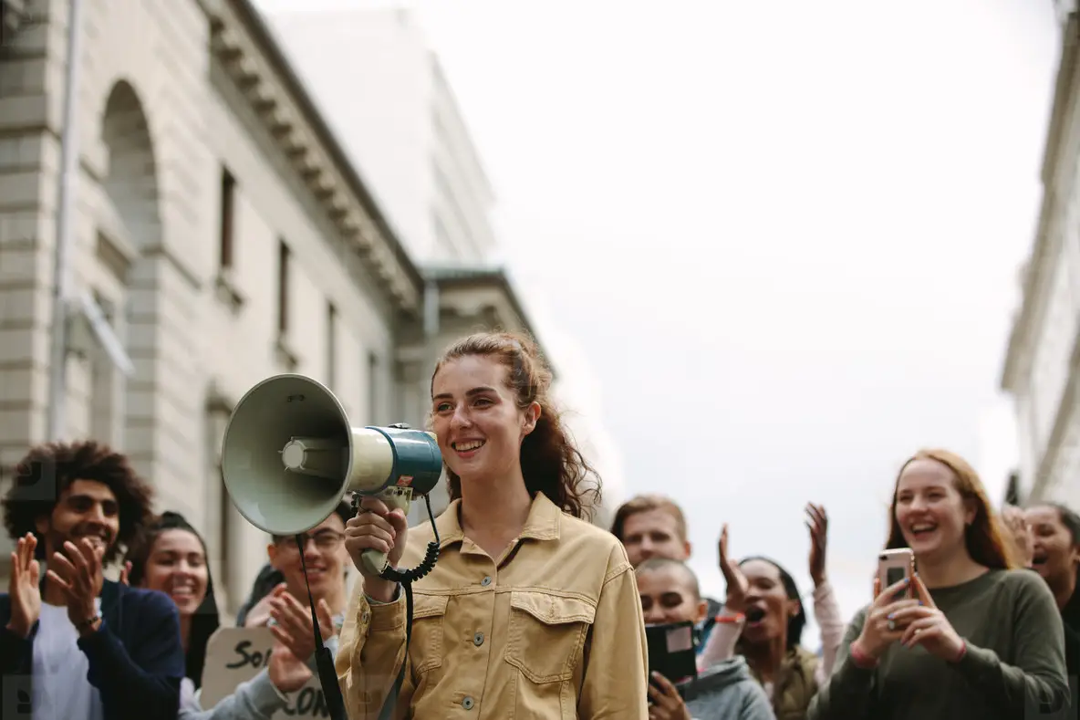 Woman With Group Of People In A Rally Photo (206037) - YouWorkForThem