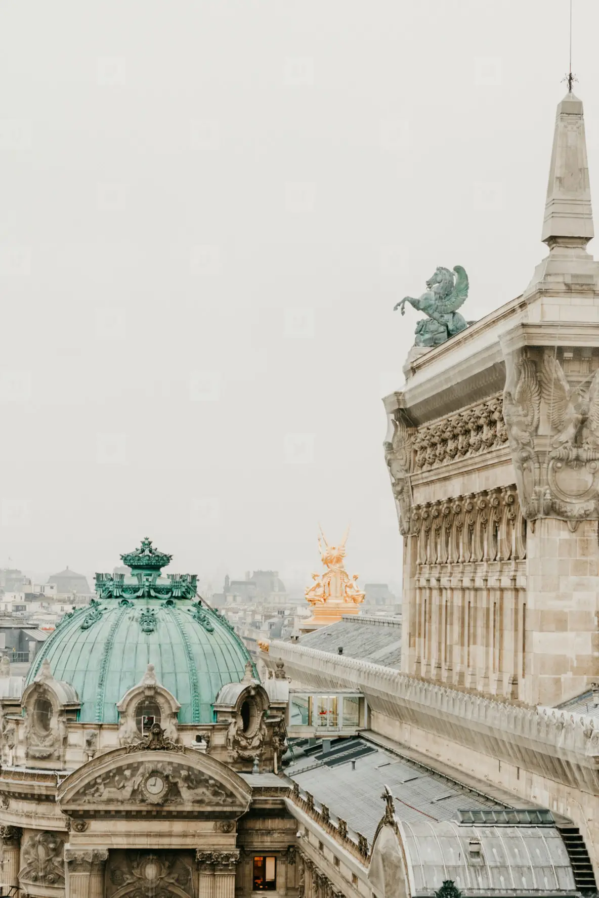 Cloudy Paris with grey sky